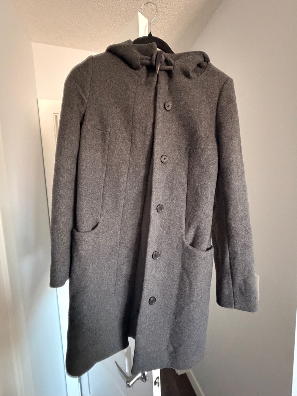 Aritzia Babaton Pearce Wool Cashmere Blend Hooded Coat Dark Gray sz XXS